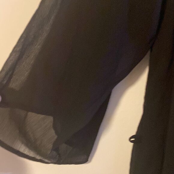 Purple Snow, Black Cold Shoulder Mini Dress, Braided Straps, Lined, Size M - Picture 4 of 8